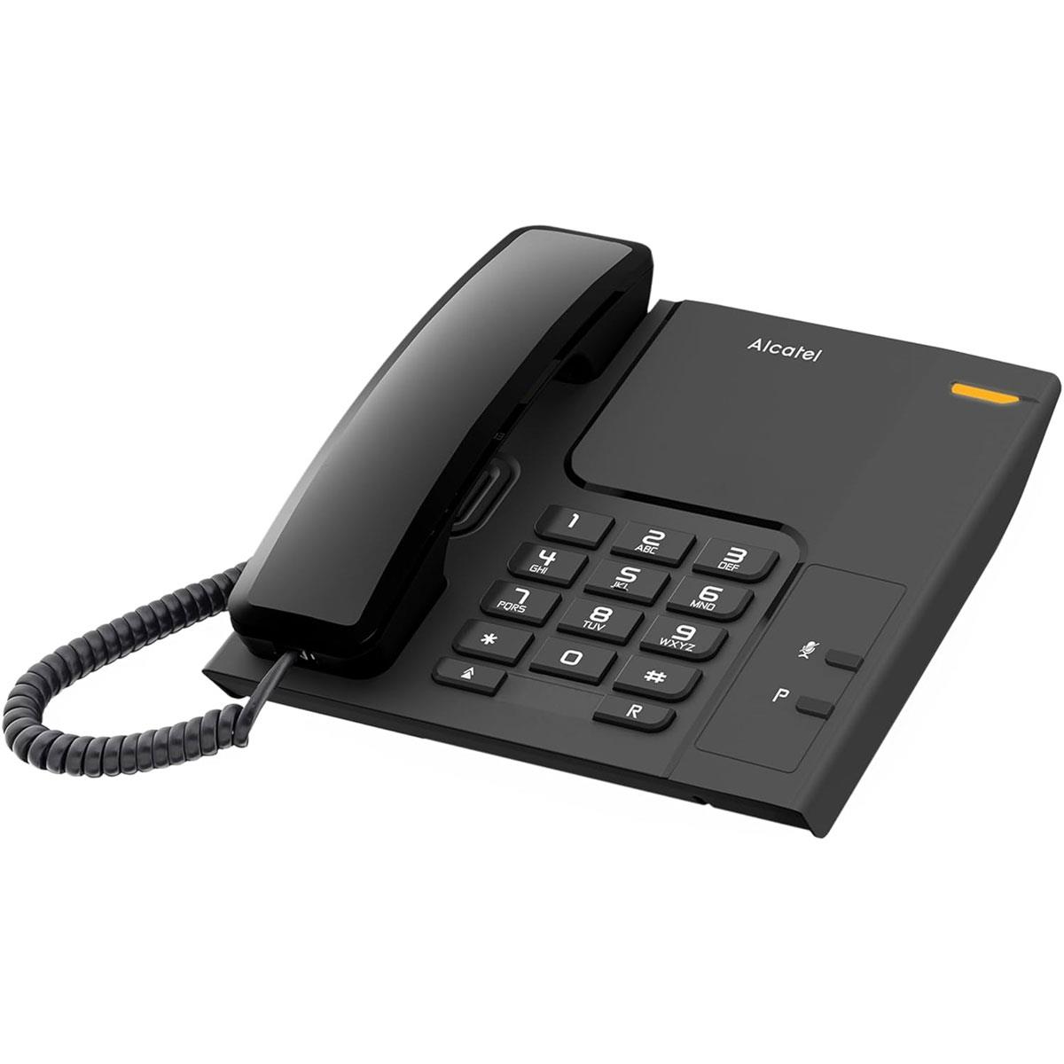Alcatel T26 Corded Landline Phone Black Large Buttons 3 Level Ringer Mute Redial Key Illuminated Call Indicator