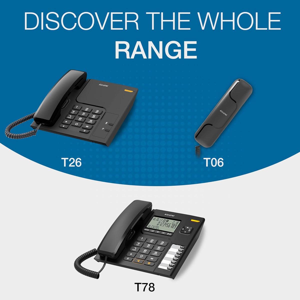 Alcatel T26 Corded Landline Phone Black Large Buttons 3 Level Ringer Mute Redial Key Illuminated Call Indicator - Image 4