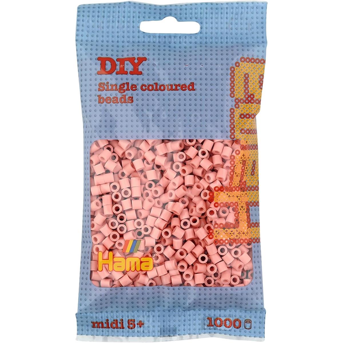 Hama Midi Fuse Beads 1,000 Pack Flesh Salmon Pink 5mm Plastic Beads For Arts And Crafts