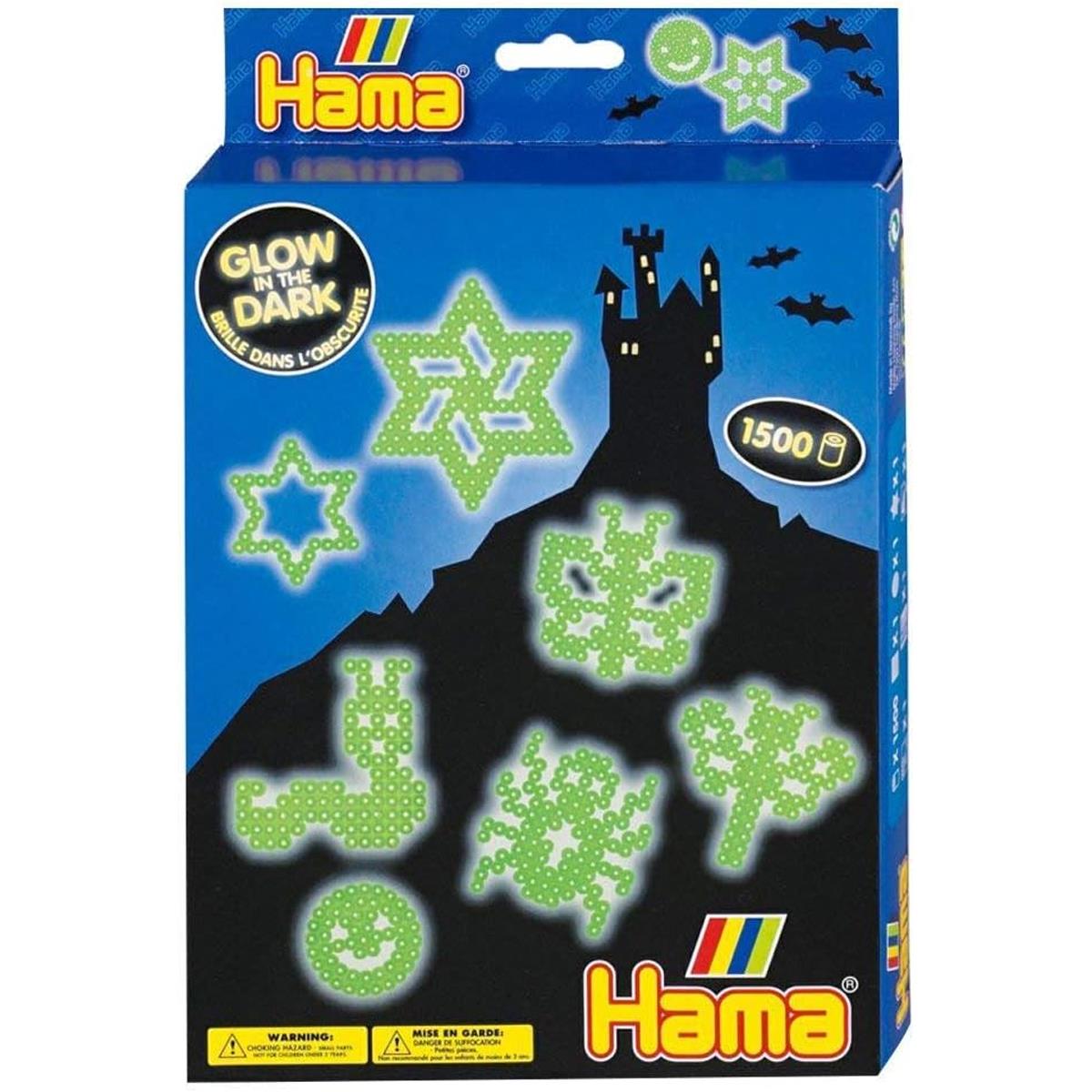 Hama Glow In The Dark Midi Bead Craft Set Approx 1,500 Mixed 5mm Fuse Beads Hanging Box