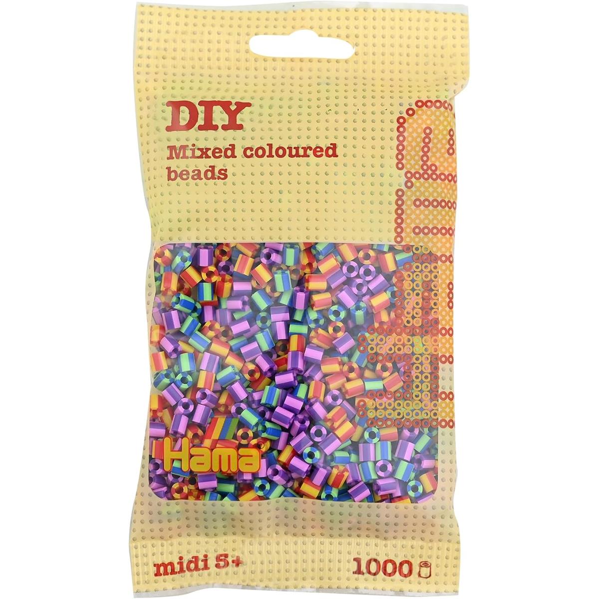 Hama Striped Midi Fuse Beads 1,000 Pack Retro Tri Colour Mix 92 5mm Plastic Craft Beads