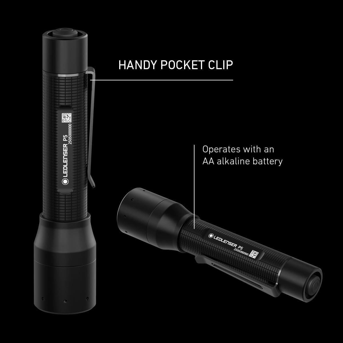 Ledlenser P5 LED Torch Black 200 Lumens 170m Adjustable Focus 3 Modes AA Battery IP54 119mm - Image 5