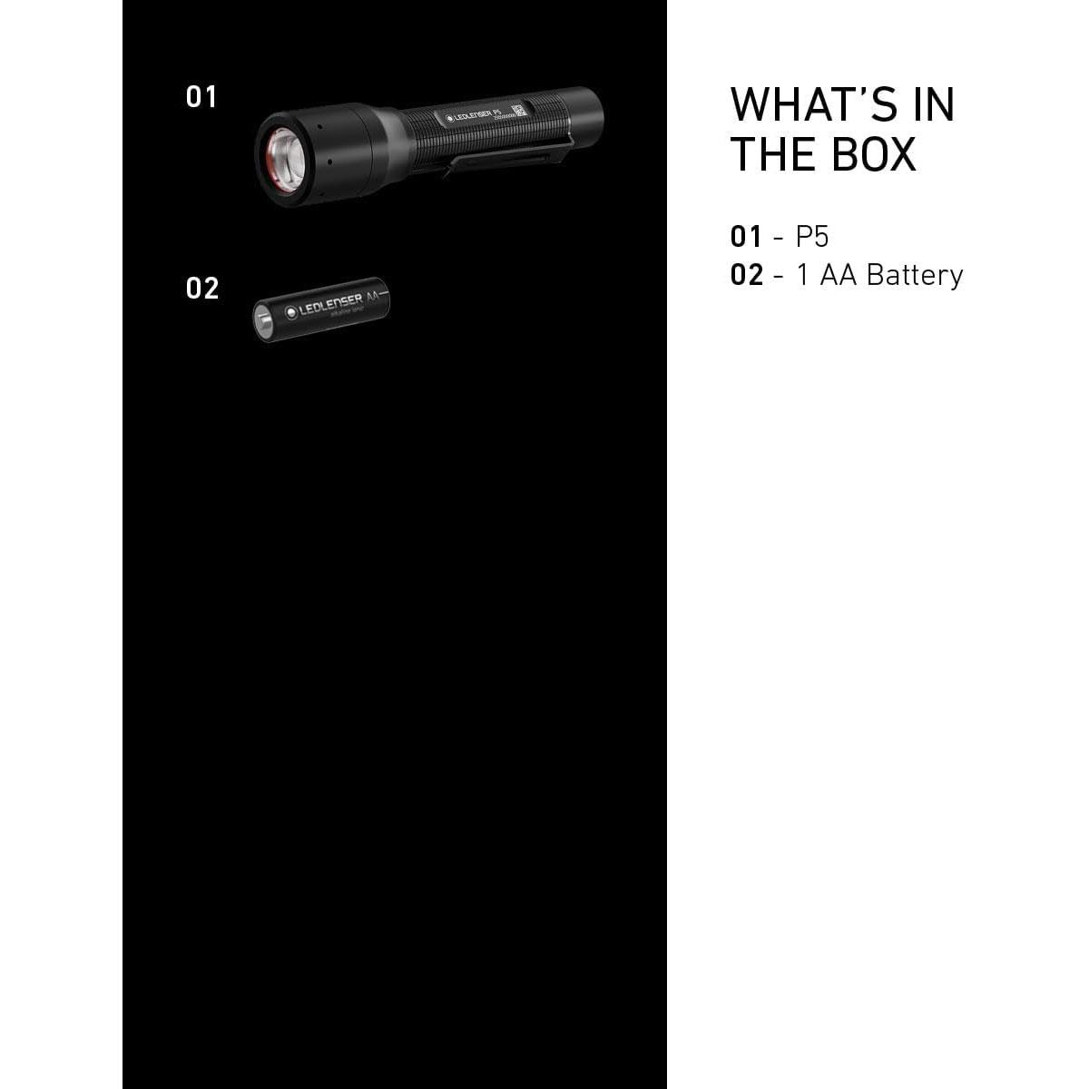 Ledlenser P5 LED Torch Black 200 Lumens 170m Adjustable Focus 3 Modes AA Battery IP54 119mm - Image 6