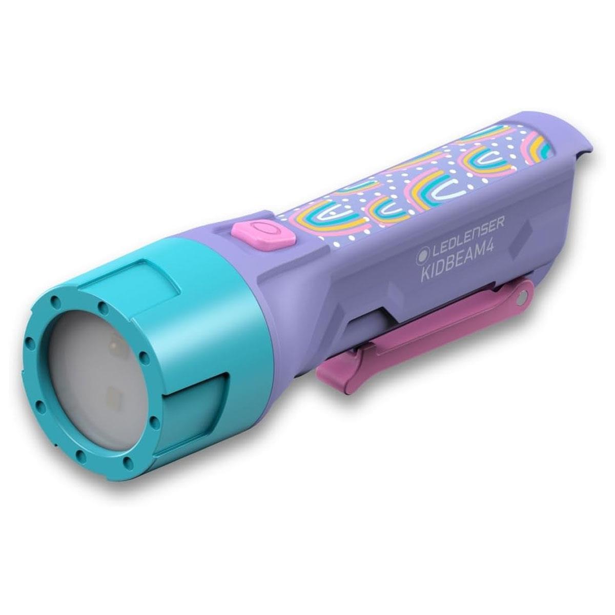 Ledlenser KidBEAM4 Kids LED Torch Purple 4 Colour Light 70 Lumens 2x AAA Batteries IP44 120mm