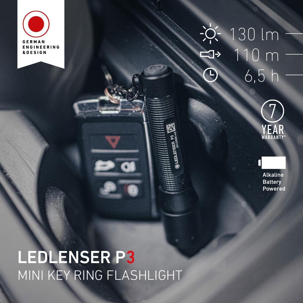 Ledlenser P3 Mini LED Torch Black 130 Lumens 110m Adjustable Focus 3 Modes AAA Battery IP54 94mm - Image 2