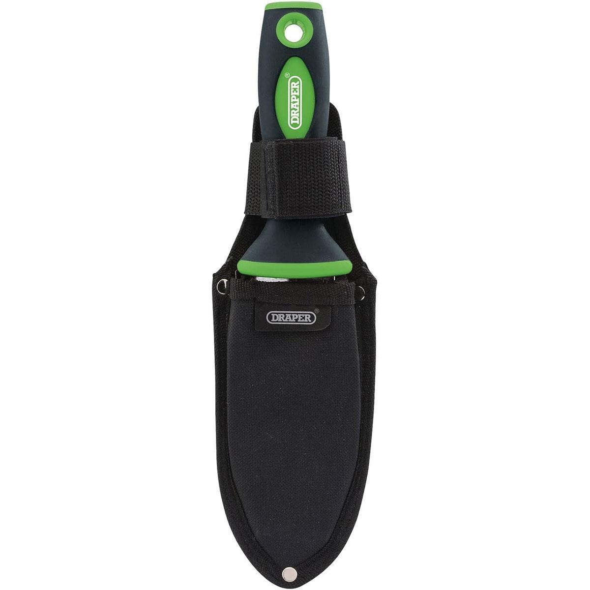 Draper Multi-Purpose Garden Tool Polished Steel Trowel Weed Lifter Root Saw Twine Cutter Green Black