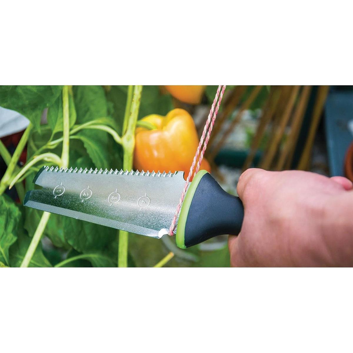 Draper Multi-Purpose Garden Tool Polished Steel Trowel Weed Lifter Root Saw Twine Cutter Green Black - Image 2