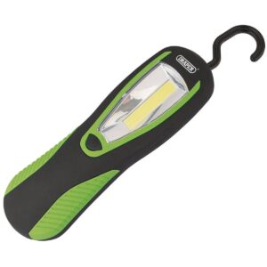 Draper COB LED Work Light with Magnetic Back & Hanging Hook 3W 200 Lumens Green 3 x AA Batteries