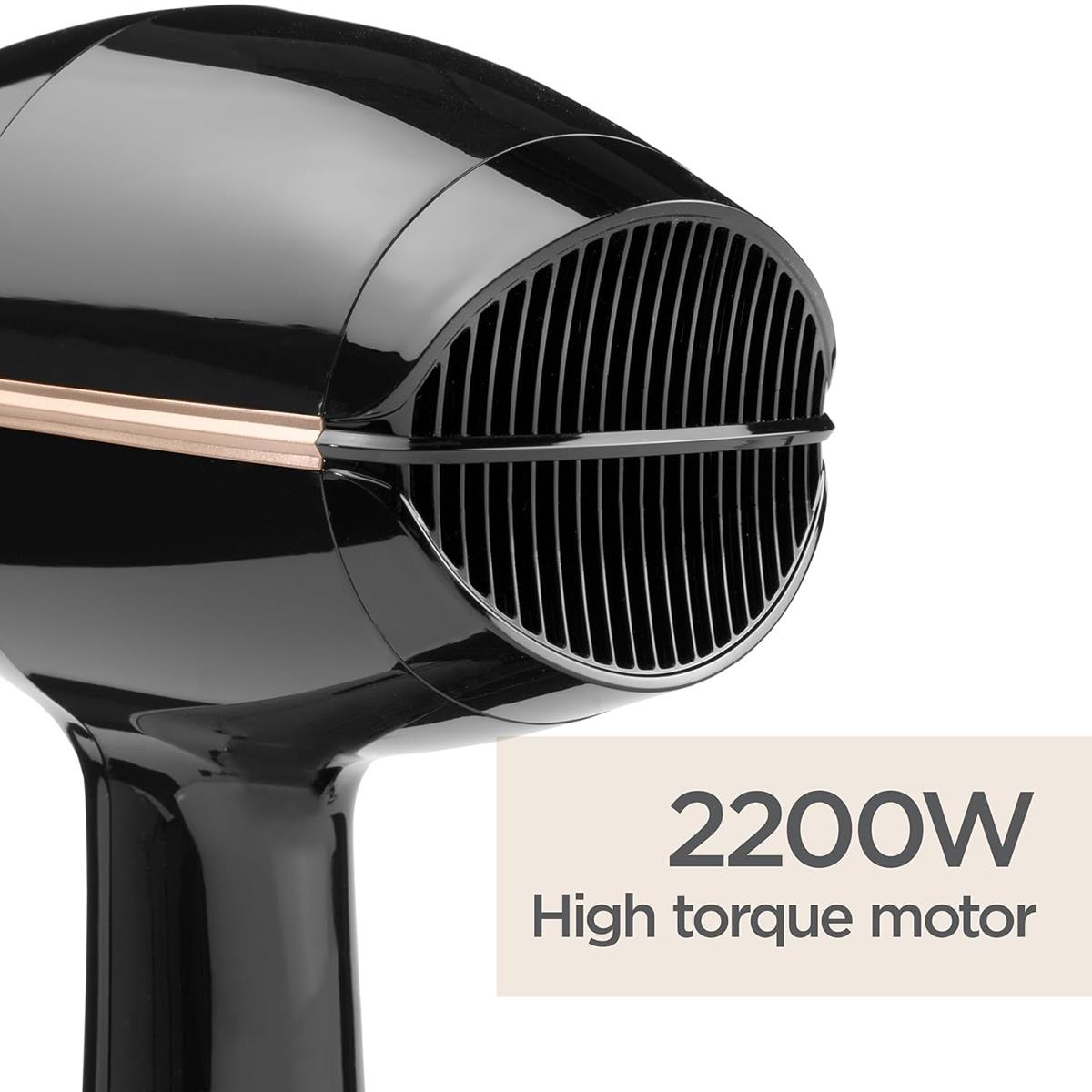 BaByliss Salon Pro Hair Dryer 2200W Ionic Frizz Control 3 Heat And 2 Speed Settings Black - Image 2