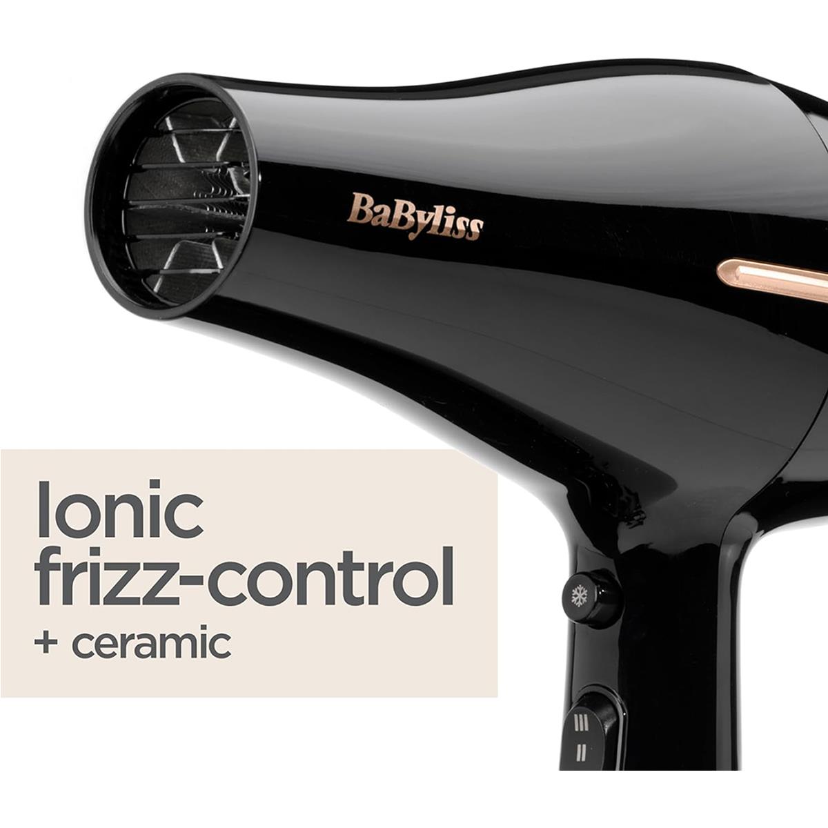 BaByliss Salon Pro Hair Dryer 2200W Ionic Frizz Control 3 Heat And 2 Speed Settings Black - Image 3