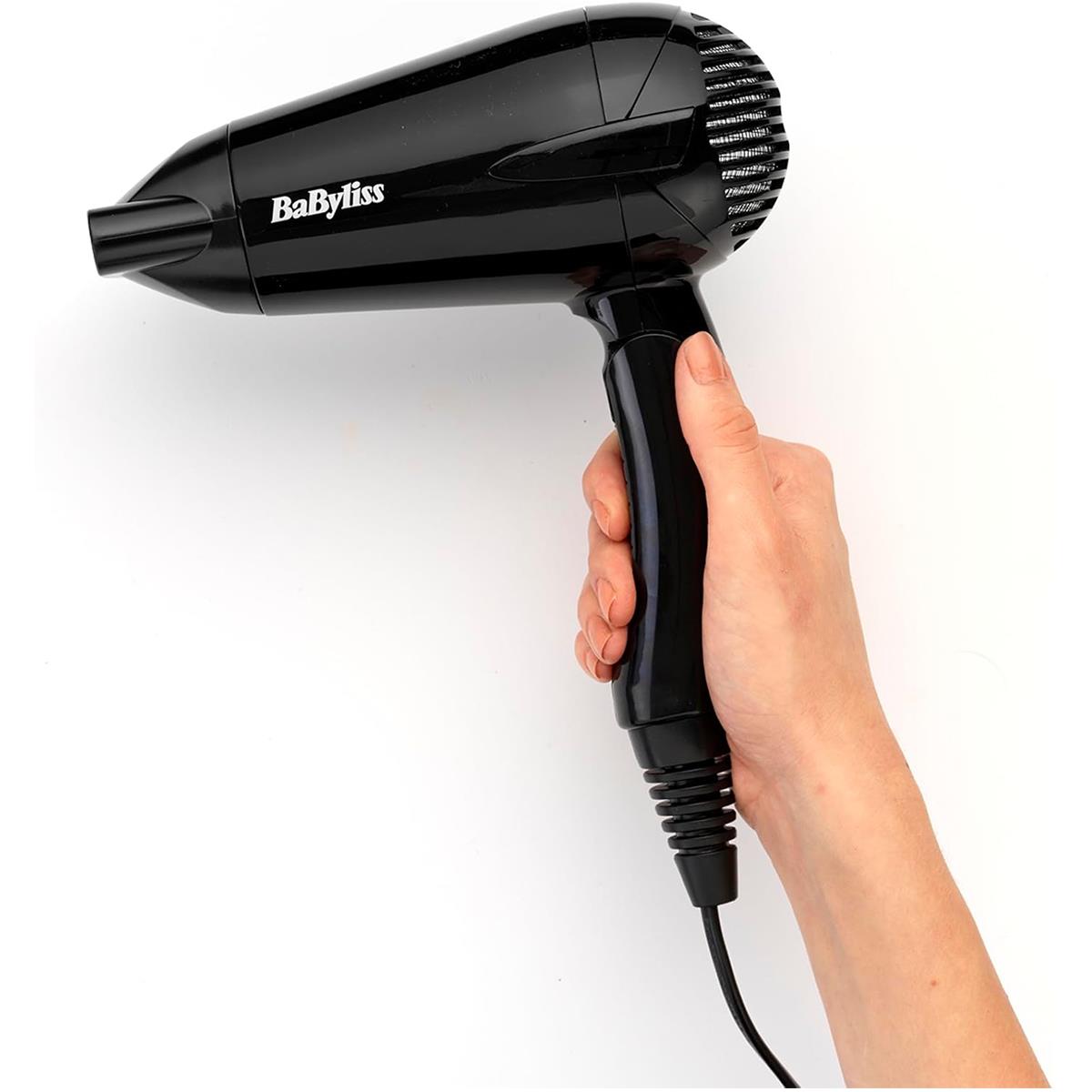 BaByliss Travel Hair Dryer 2000W Folding Dual Voltage 2-Speed With Cool Shot Concentrator New Black - Image 2