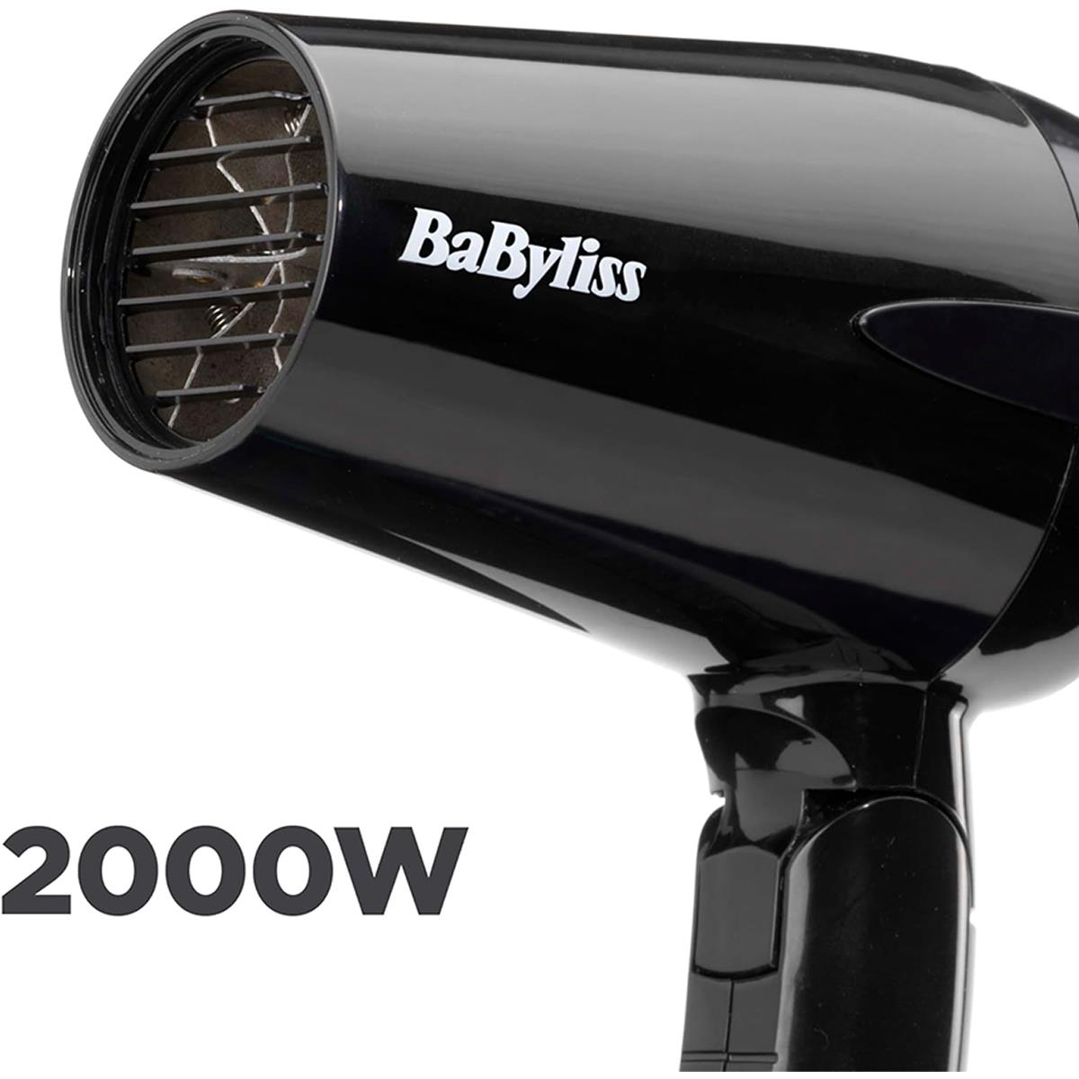 BaByliss Travel Hair Dryer 2000W Folding Dual Voltage 2-Speed With Cool Shot Concentrator New Black - Image 5