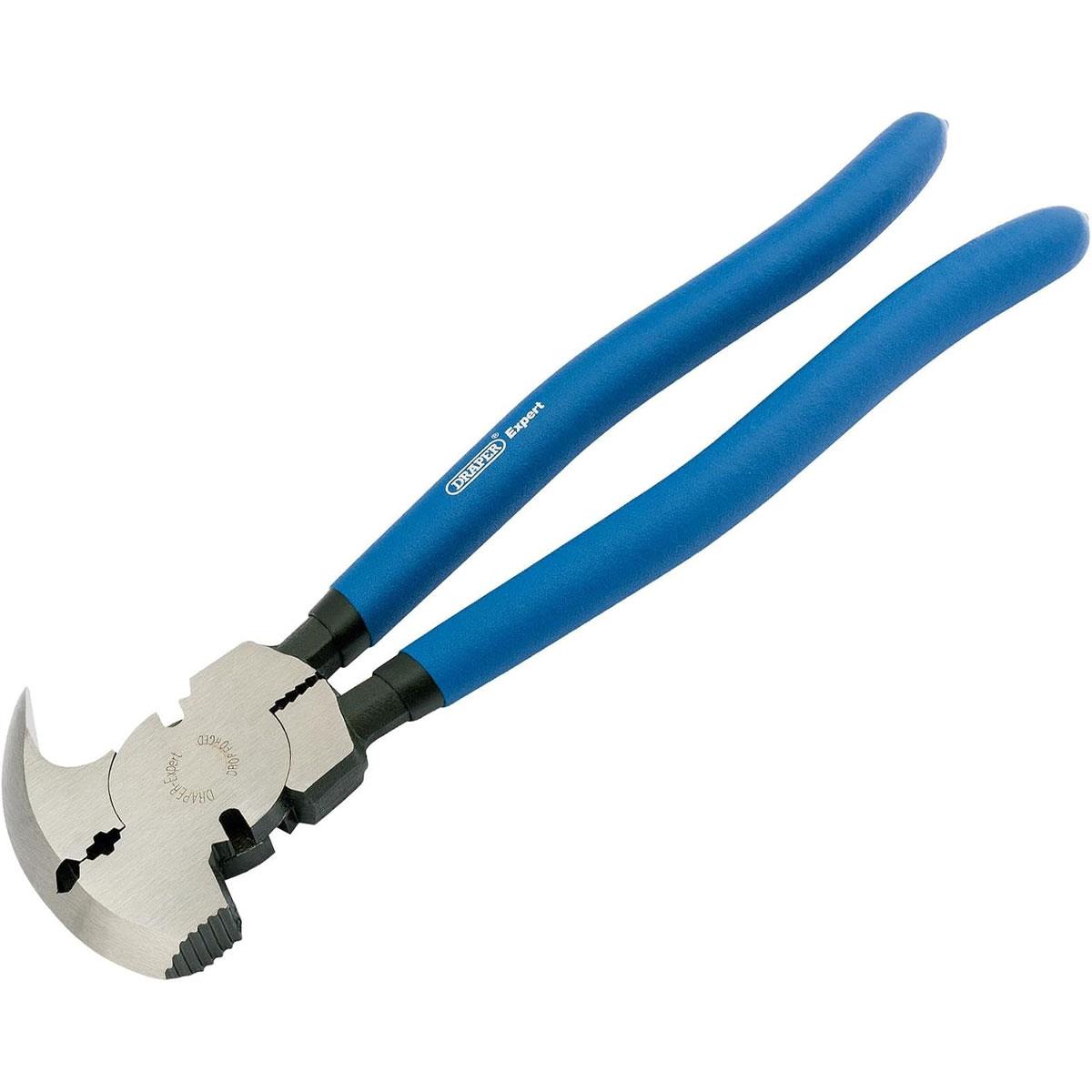 Draper Expert Fencing Pliers 260mm Carbon Steel Cushion Grip Wire Cutters with Staple Remover