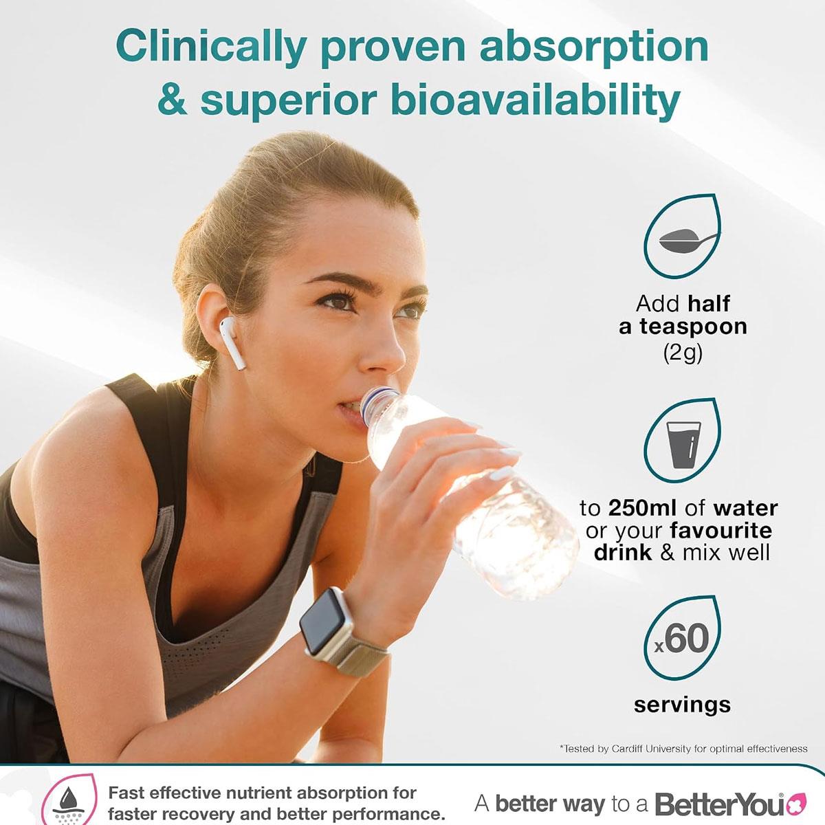 BetterYou Triple Magnesium Powder Glycinate Citrate Malate 375mg Elemental Magnesium Unflavoured 120g - Image 6