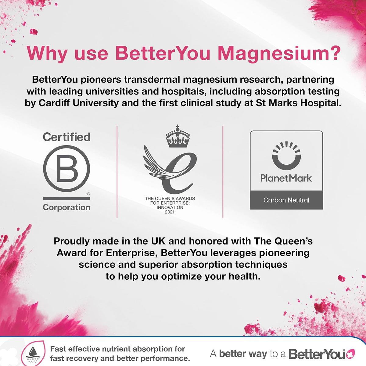 BetterYou Triple Magnesium Powder Glycinate Citrate Malate 375mg Elemental Magnesium Unflavoured 120g - Image 7
