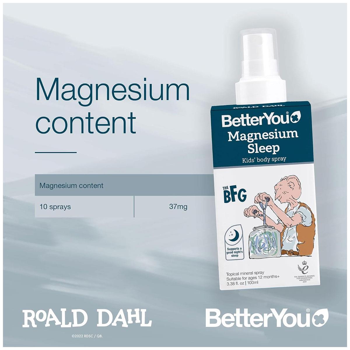 BetterYou Magnesium Sleep Kids Body Spray Magnesium Chloride Lavender & Chamomile Topical Spray 100ml - Image 2