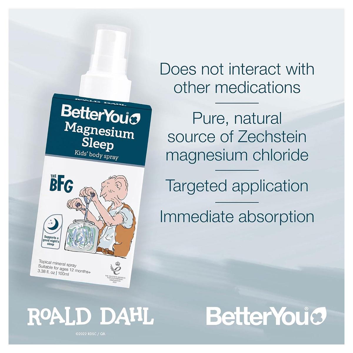 BetterYou Magnesium Sleep Kids Body Spray Magnesium Chloride Lavender & Chamomile Topical Spray 100ml - Image 5