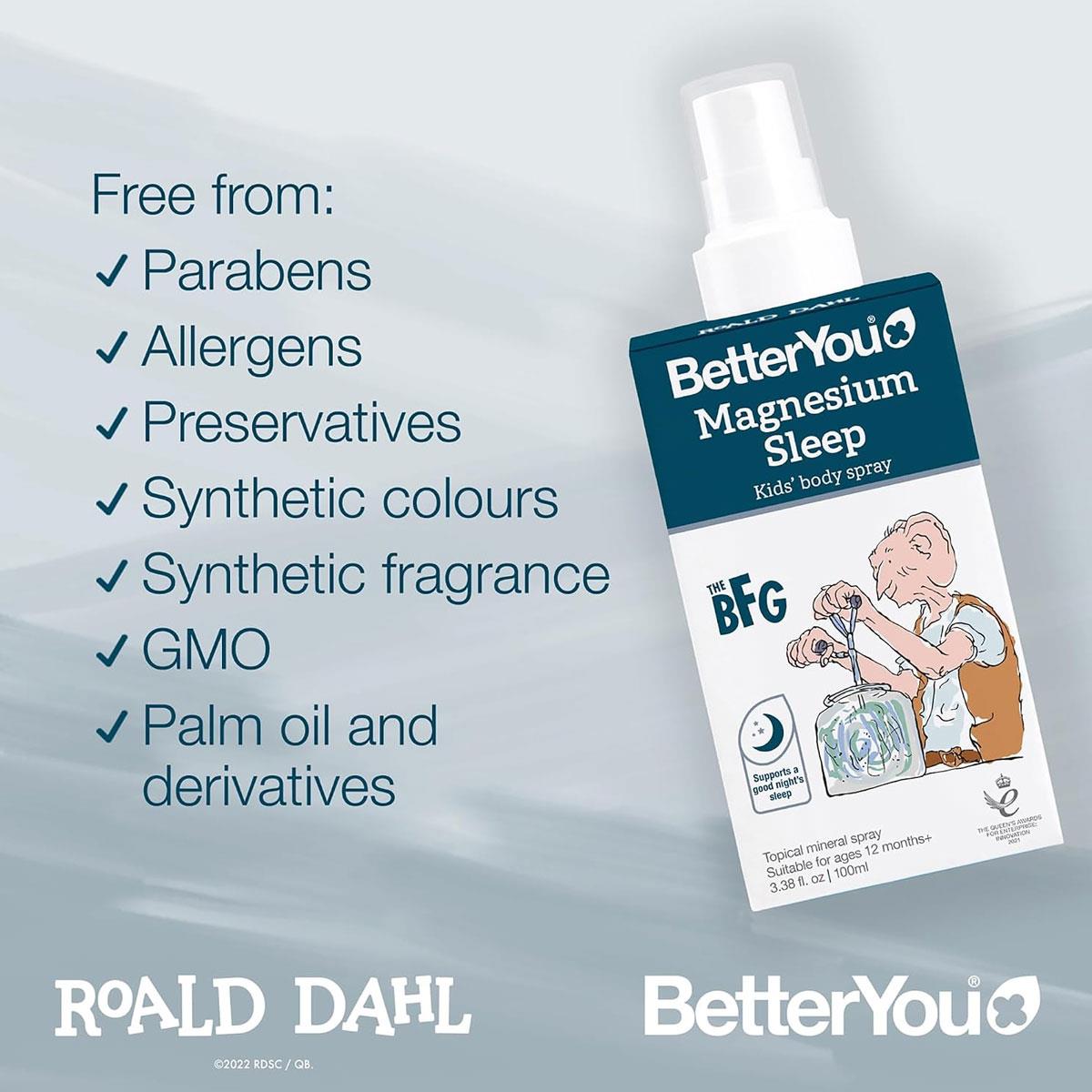 BetterYou Magnesium Sleep Kids Body Spray Magnesium Chloride Lavender & Chamomile Topical Spray 100ml - Image 7