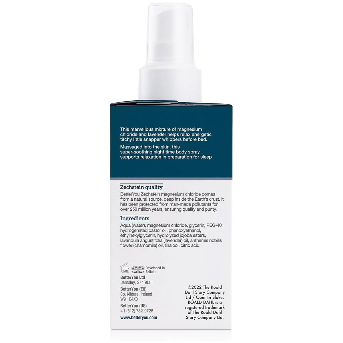 BetterYou Magnesium Sleep Kids Body Spray Magnesium Chloride Lavender & Chamomile Topical Spray 100ml - Image 9