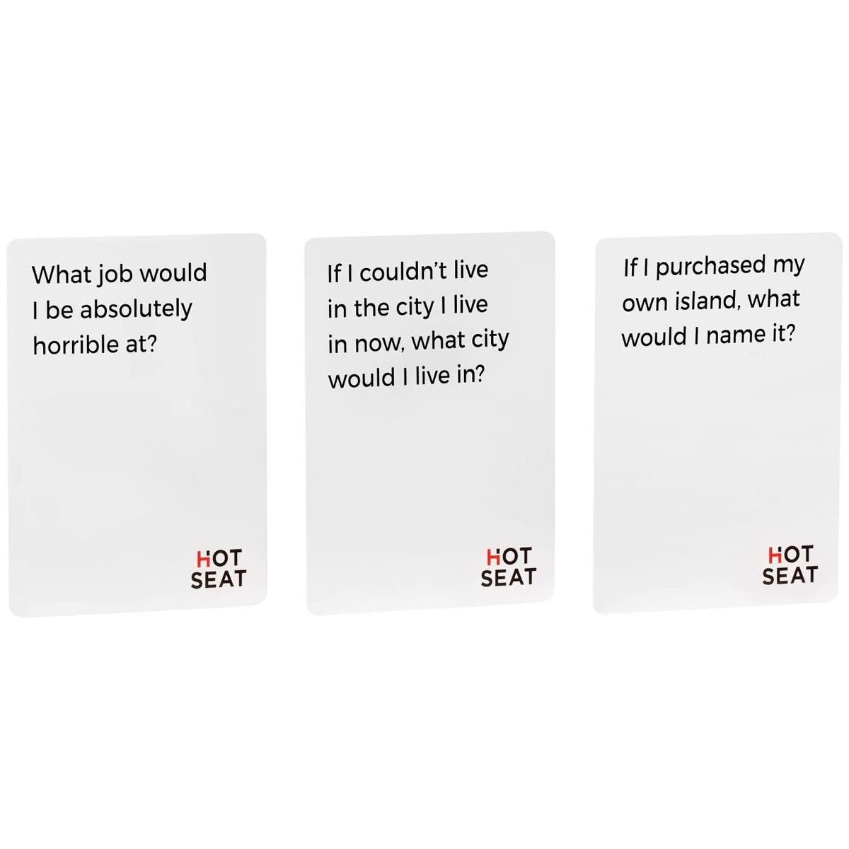 Hot Seat Family Party Card Game 200 Questions 3+ Players Ages 10+ English Black White Red - Image 3