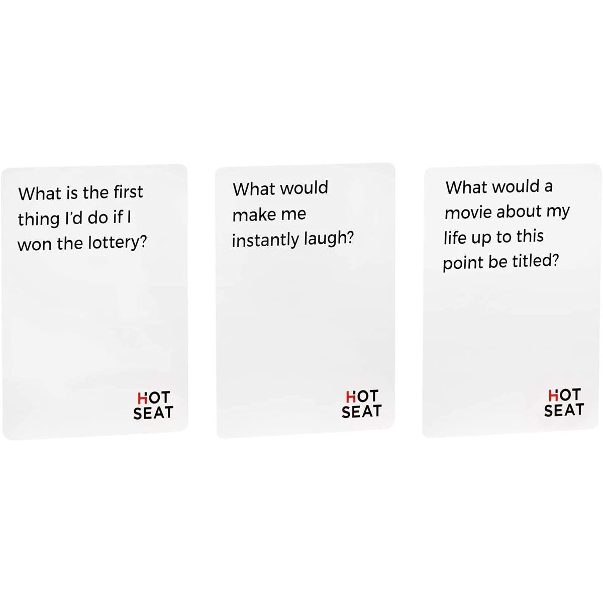 Hot Seat Family Party Card Game 200 Questions 3+ Players Ages 10+ English Black White Red - Image 4
