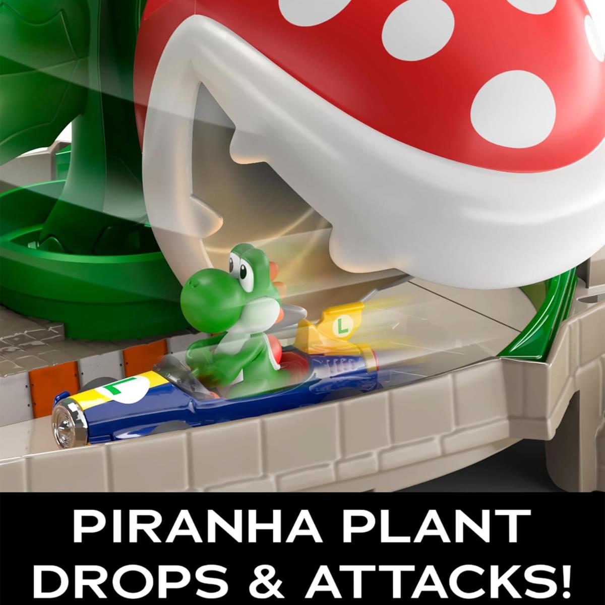 Hot Wheels Mario Kart Piranha Plant Slide Track Set With Yoshi 1:64 Die Cast Kart Ages 5+ - Image 3