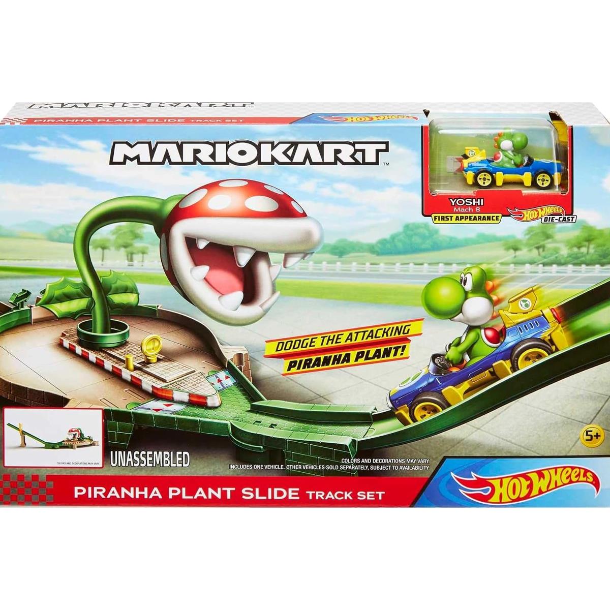 Hot Wheels Mario Kart Piranha Plant Slide Track Set With Yoshi 1:64 Die Cast Kart Ages 5+ - Image 6