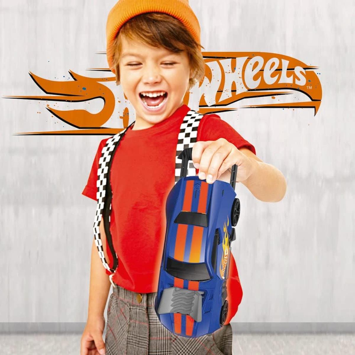 Hot Wheels 2 In 1 Race N Haul Car Storage Carry Case Holds 15 1:64 Cars Retractable Handle Blue - Image 2