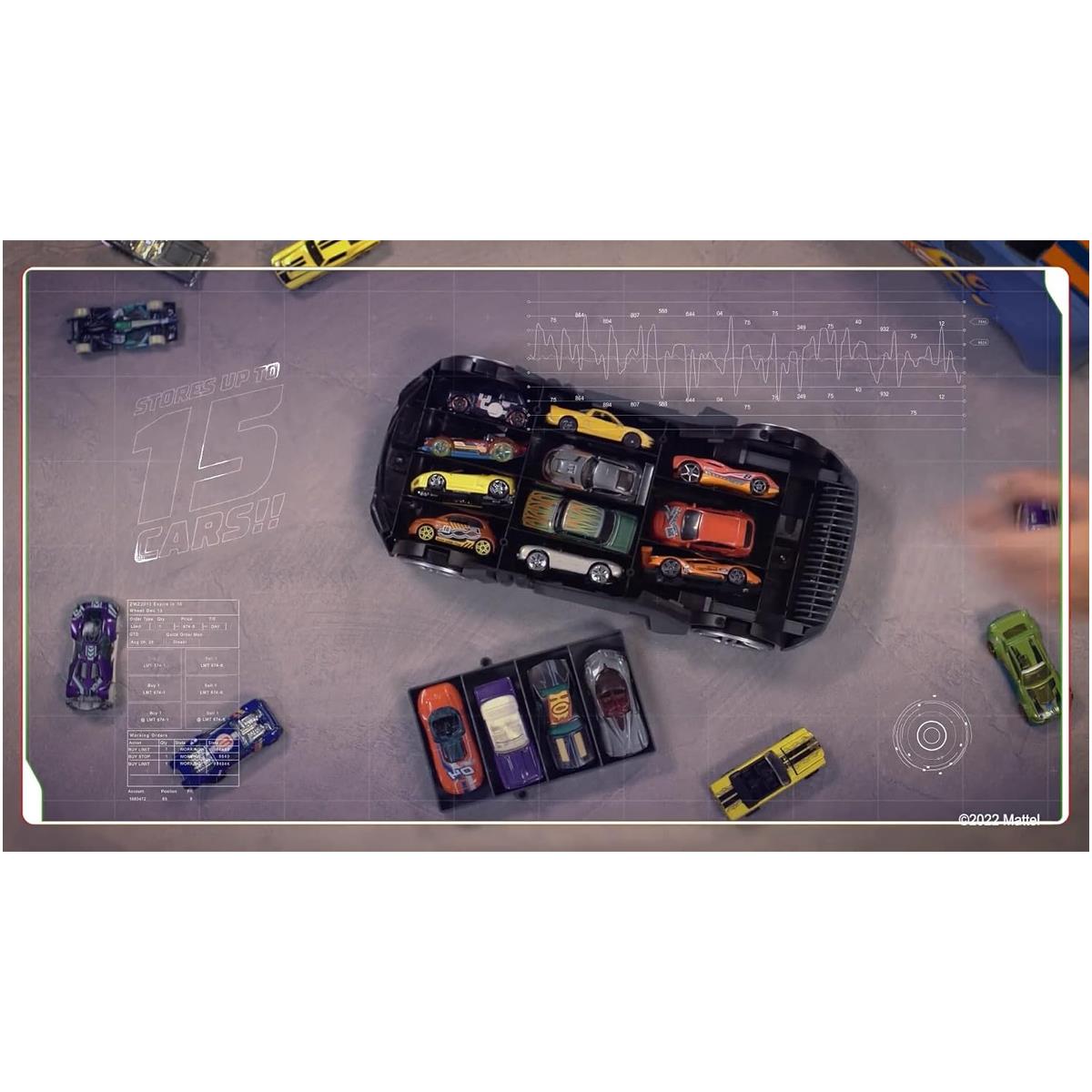 Hot Wheels 2 In 1 Race N Haul Car Storage Carry Case Holds 15 1:64 Cars Retractable Handle Blue - Image 8