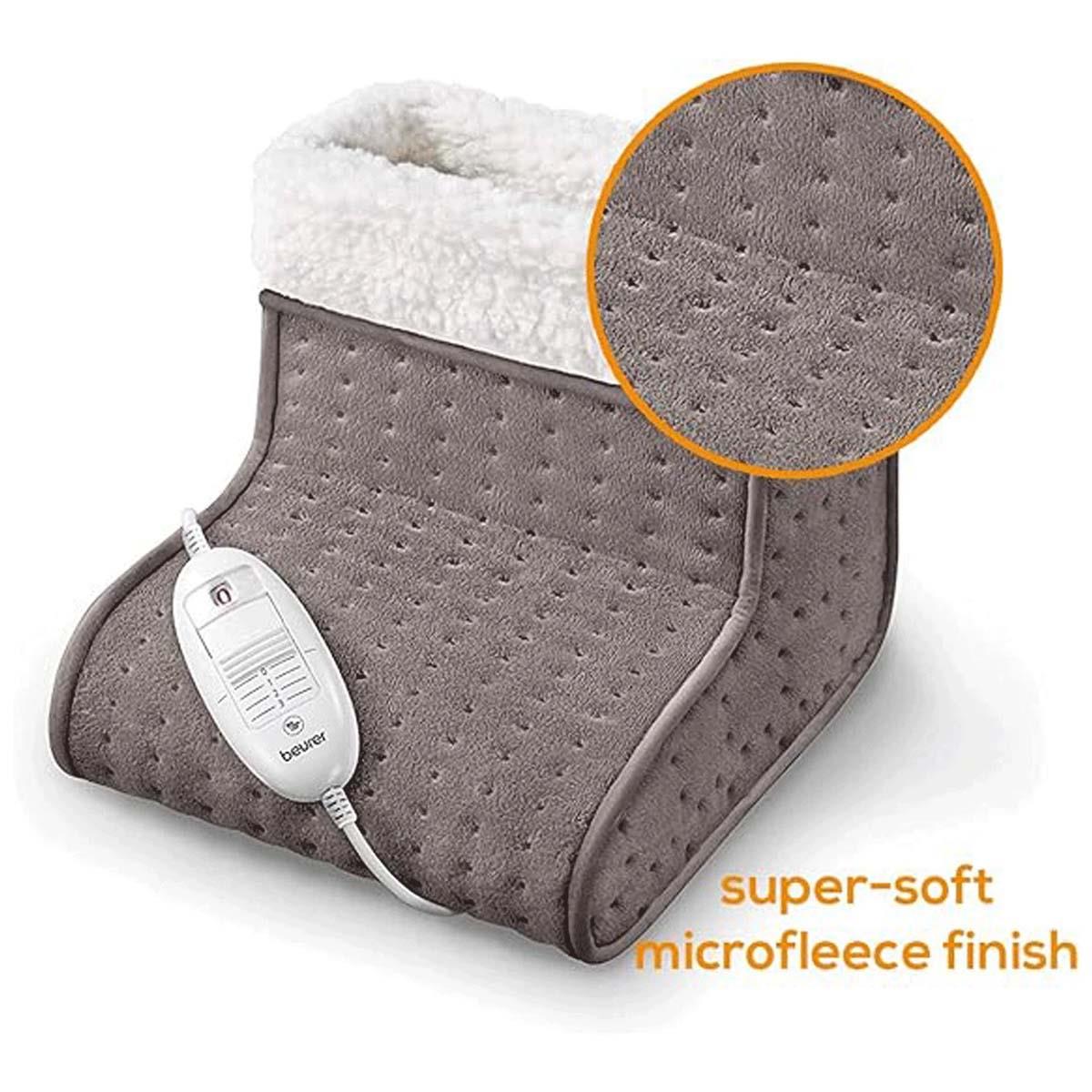 Beurer Electric Foot Warmer 3 Heat Settings Teddy Fleece Lining Washable Inner UK Plug - Taupe - Image 3