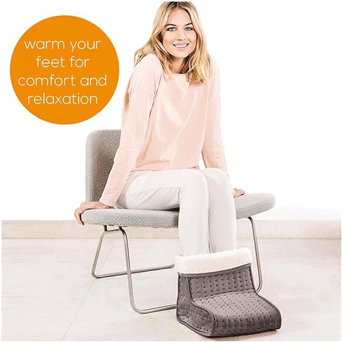 Beurer Electric Foot Warmer 3 Heat Settings Teddy Fleece Lining Washable Inner UK Plug - Taupe - Image 4