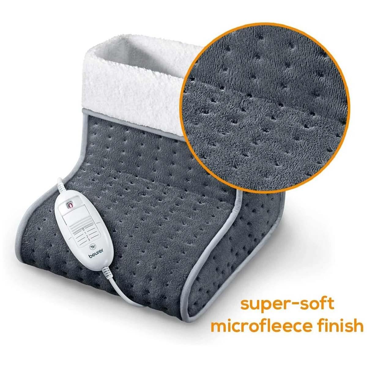 Beurer Electric Foot Warmer Grey 3 Heat Settings Teddy Fleece Lining Washable Inner Auto Shut-Off UK Plug - Image 3