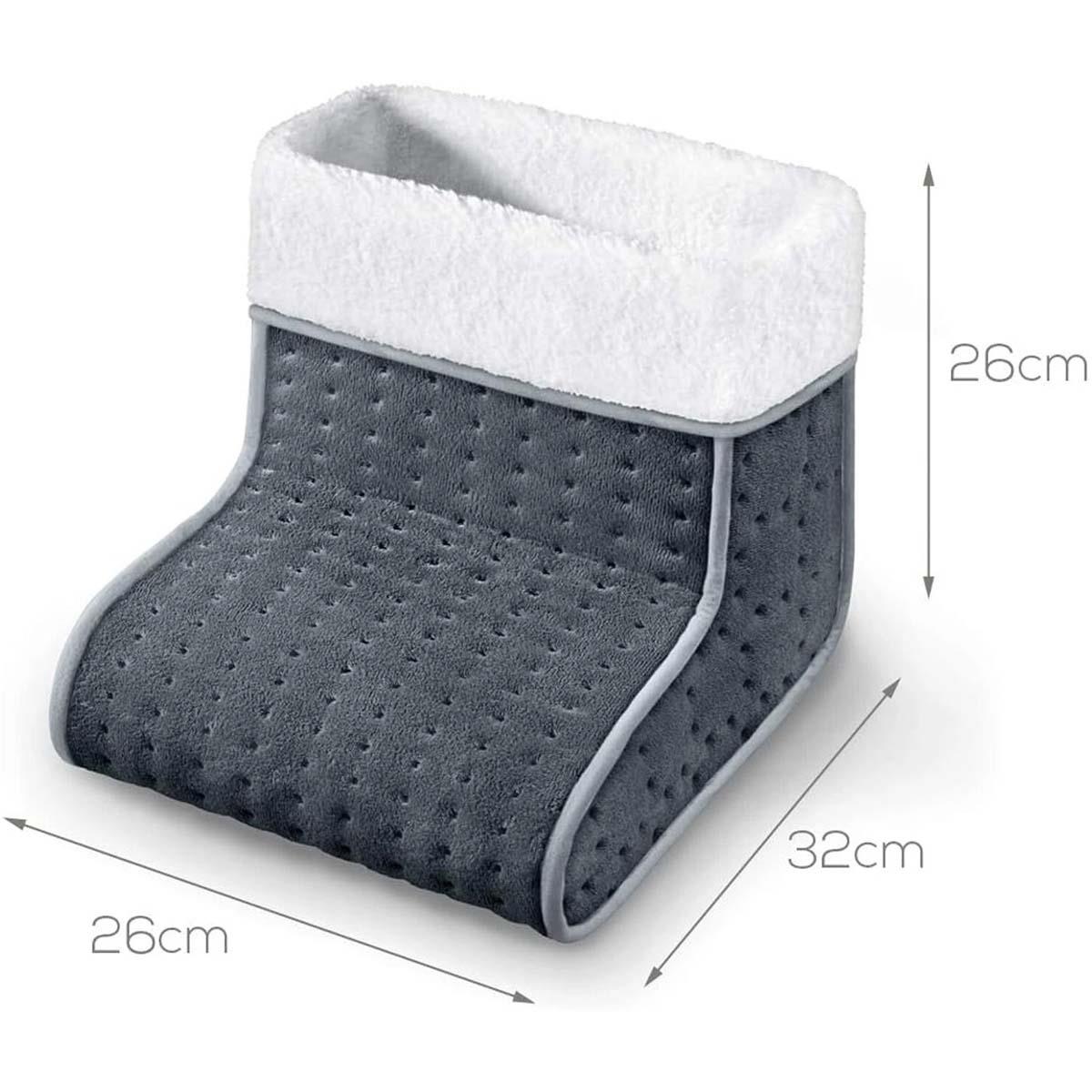 Beurer Electric Foot Warmer Grey 3 Heat Settings Teddy Fleece Lining Washable Inner Auto Shut-Off UK Plug - Image 7