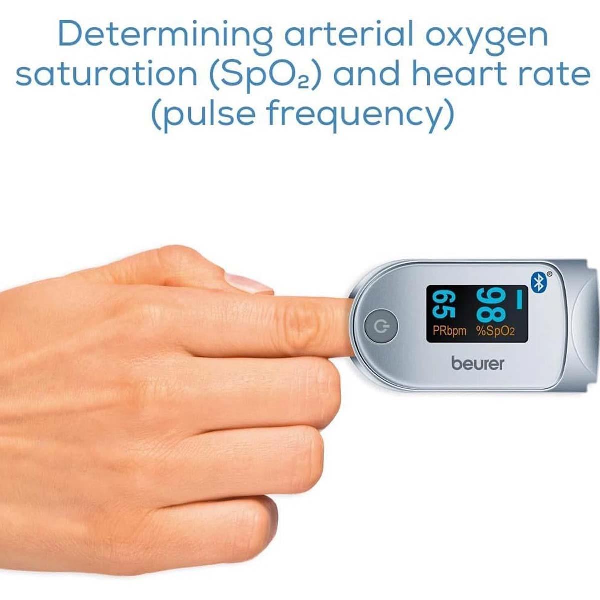 Beurer Bluetooth Pulse Oximeter Grey SpO2 Oxygen Saturation And Heart Rate Monitor With Colour Display - Image 2