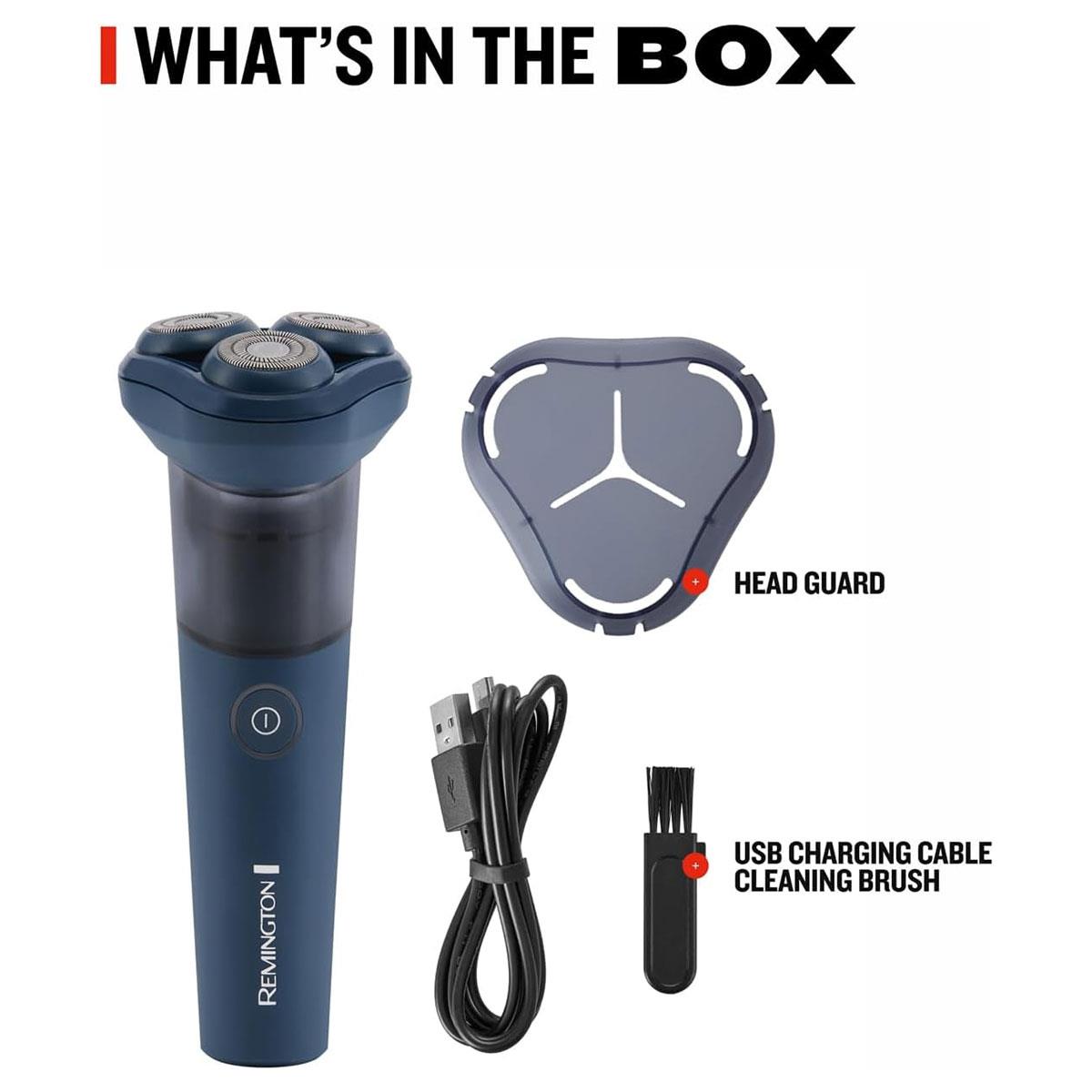 Remington WASHUP Rotary Electric Shaver for Men Wet & Dry Cordless Navy with USB-C Charging and Trimmer - Image 5