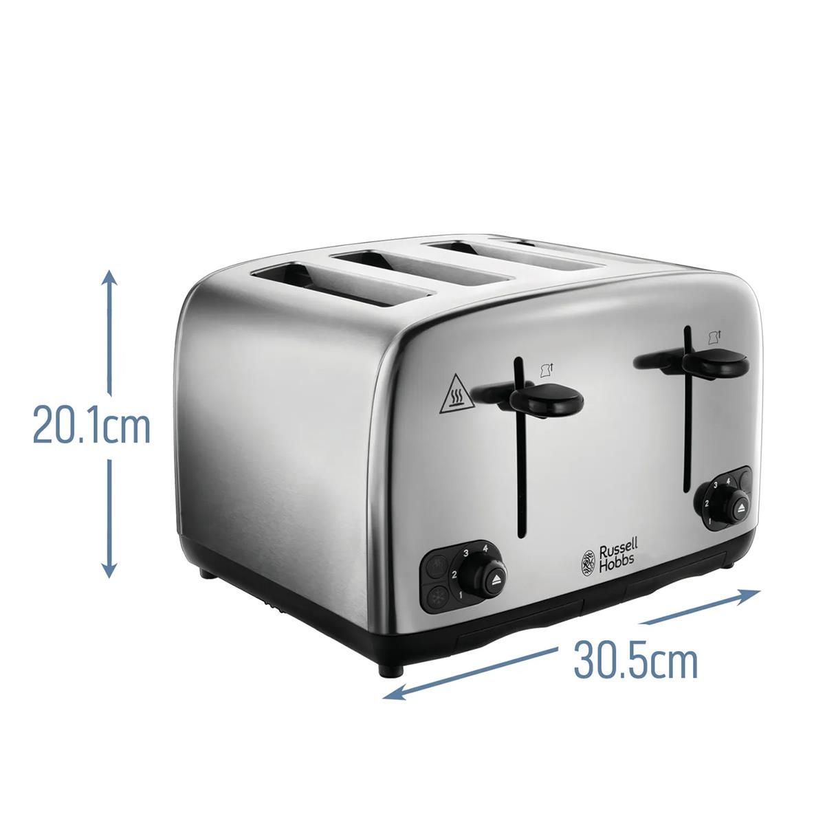 Russell Hobbs Adventure 4 Slice Toaster 1700W Brushed And Polished Stainless Steel 6 Browning Settings - Image 5