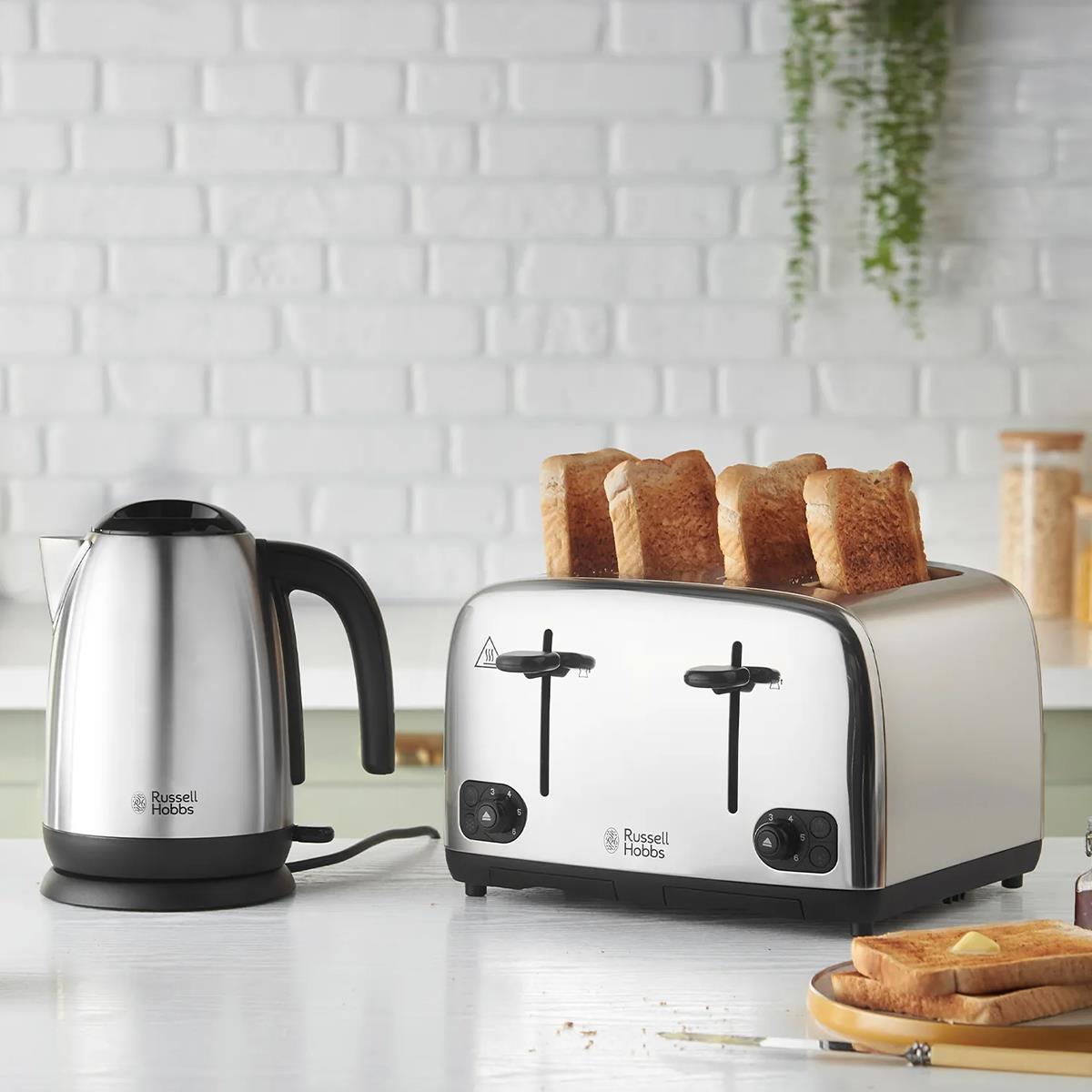 Russell Hobbs Adventure 4 Slice Toaster 1700W Brushed And Polished Stainless Steel 6 Browning Settings - Image 6