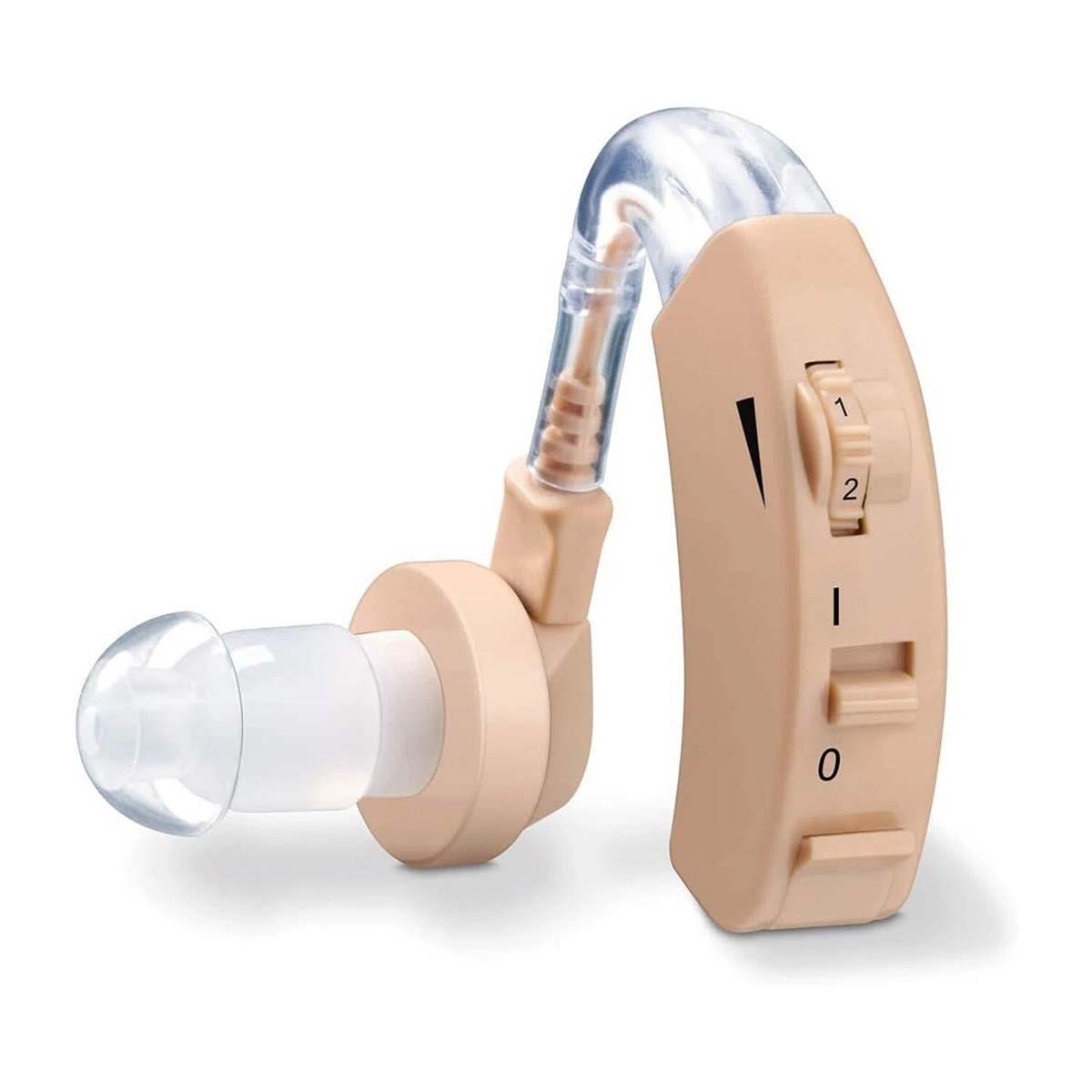 Beurer Hearing Amplifier Behind-Ear Design with Adjustable Volume, 3 Ear Tips And Up To 40 dB Amplification - Beige