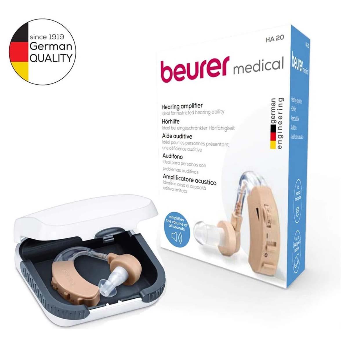 Beurer Hearing Amplifier Behind-Ear Design with Adjustable Volume, 3 Ear Tips And Up To 40 dB Amplification - Beige - Image 2