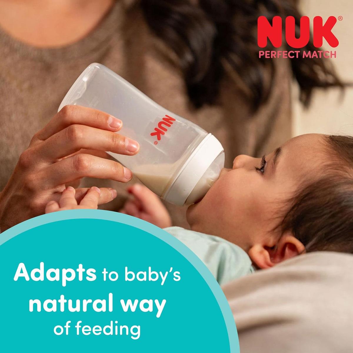 NUK Perfect Match Baby Bottle Teats Flow Control 6+ Months Silicone Anti-Colic Variable Flow 2 Count - Image 2