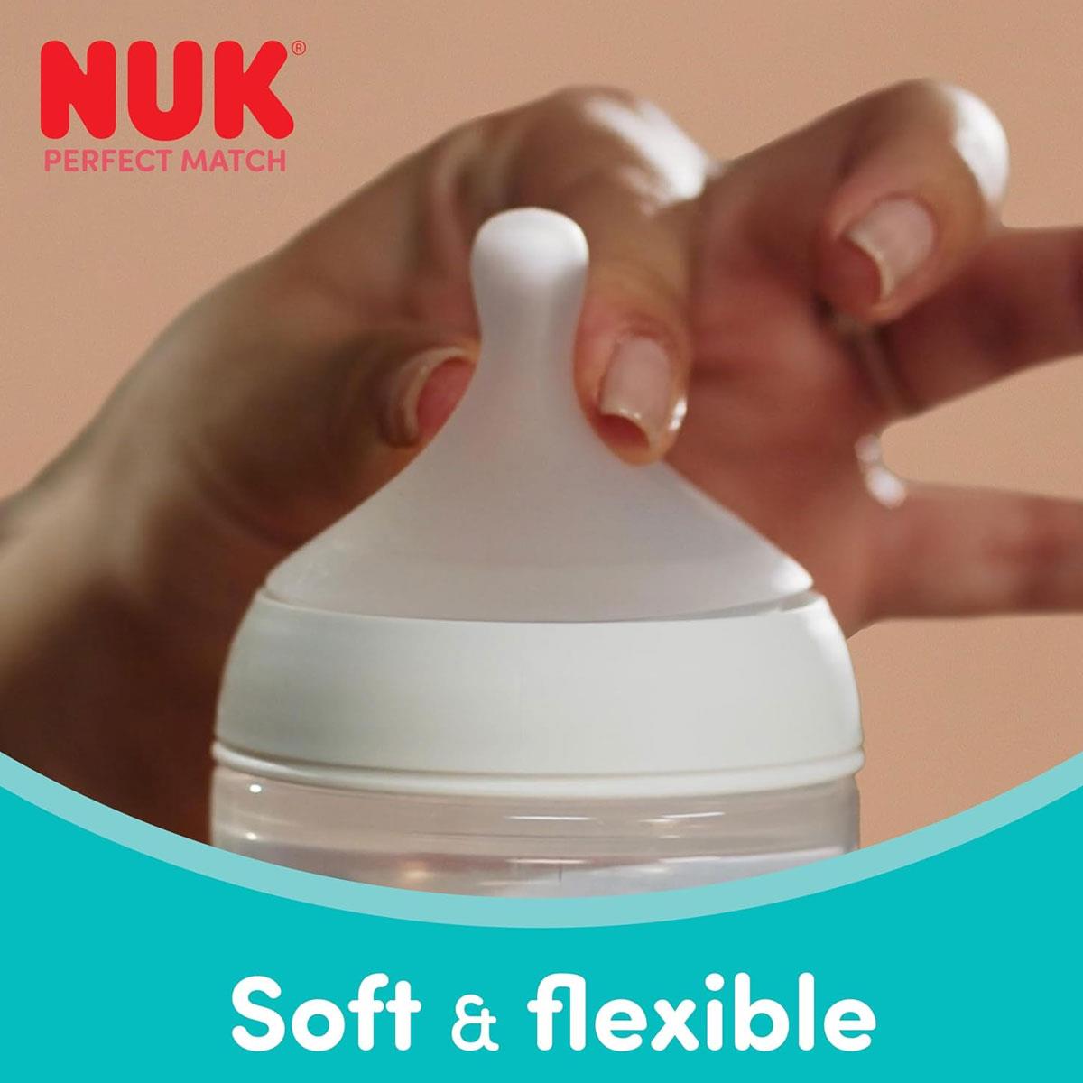 NUK Perfect Match Baby Bottle Teats Flow Control 6+ Months Silicone Anti-Colic Variable Flow 2 Count - Image 3