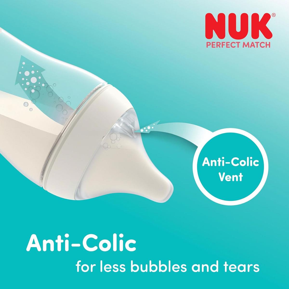 NUK Perfect Match Baby Bottle Teats Flow Control 6+ Months Silicone Anti-Colic Variable Flow 2 Count - Image 5