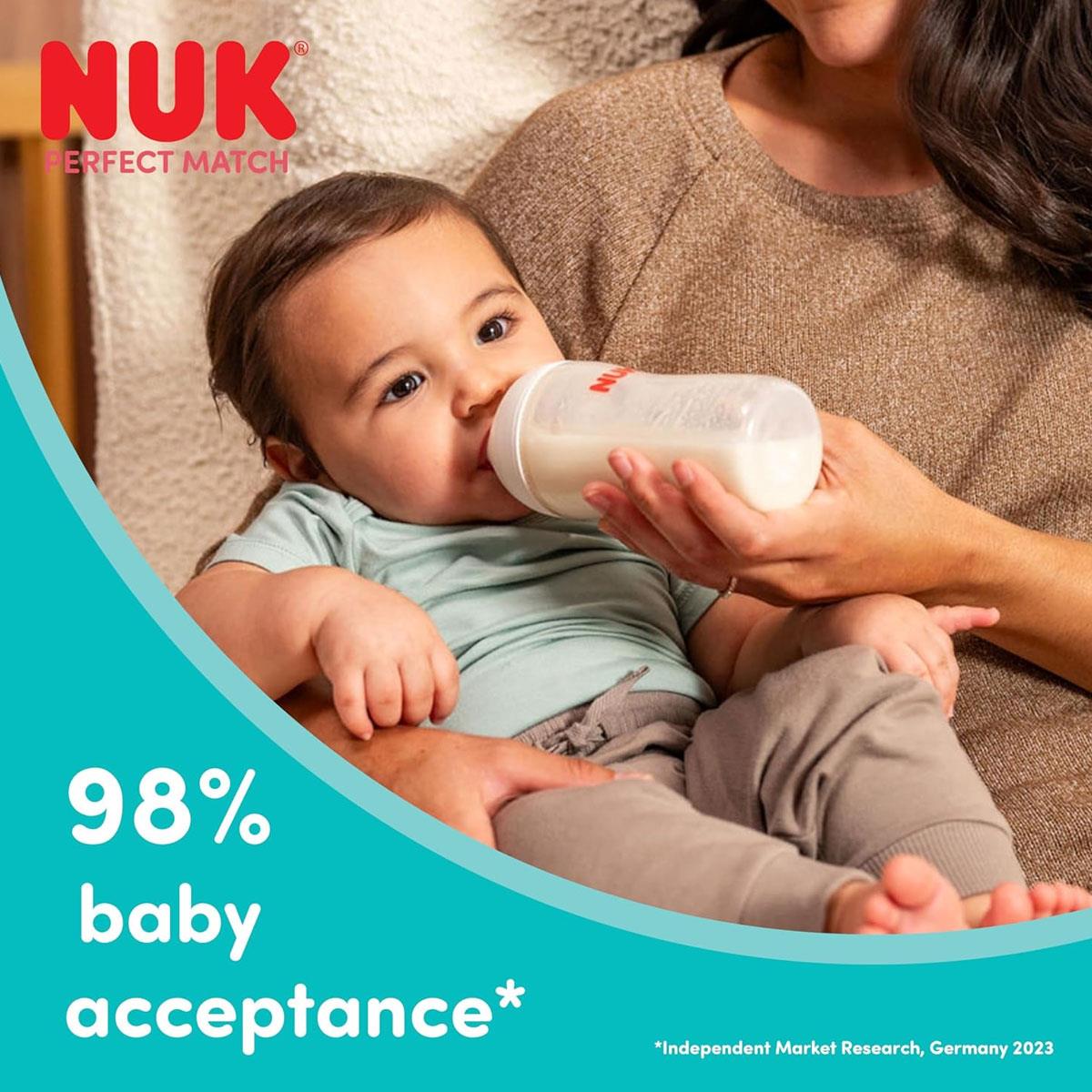 NUK Perfect Match Baby Bottle Teats Flow Control 6+ Months Silicone Anti-Colic Variable Flow 2 Count - Image 6