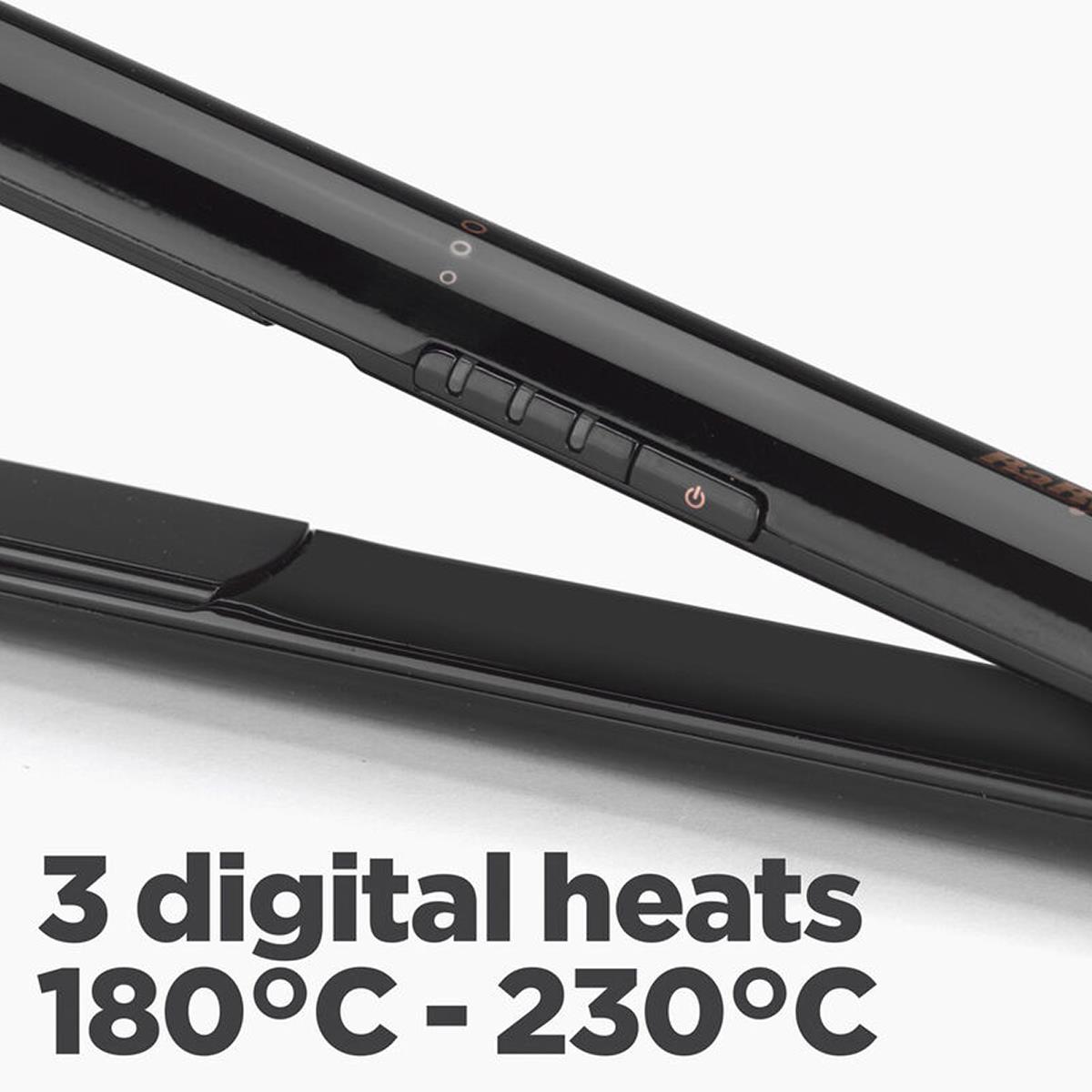 BaByliss Rose Lustre 230 Hair Straightener With Ceramic Plates 180-230°C 3 Heat Settings Multi-Voltage Black - Image 4