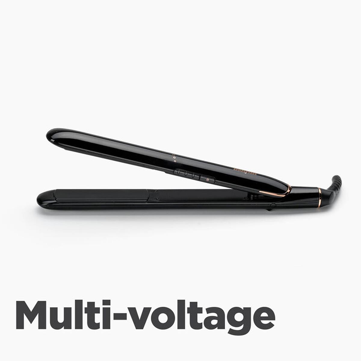 BaByliss Rose Lustre 230 Hair Straightener With Ceramic Plates 180-230°C 3 Heat Settings Multi-Voltage Black - Image 5