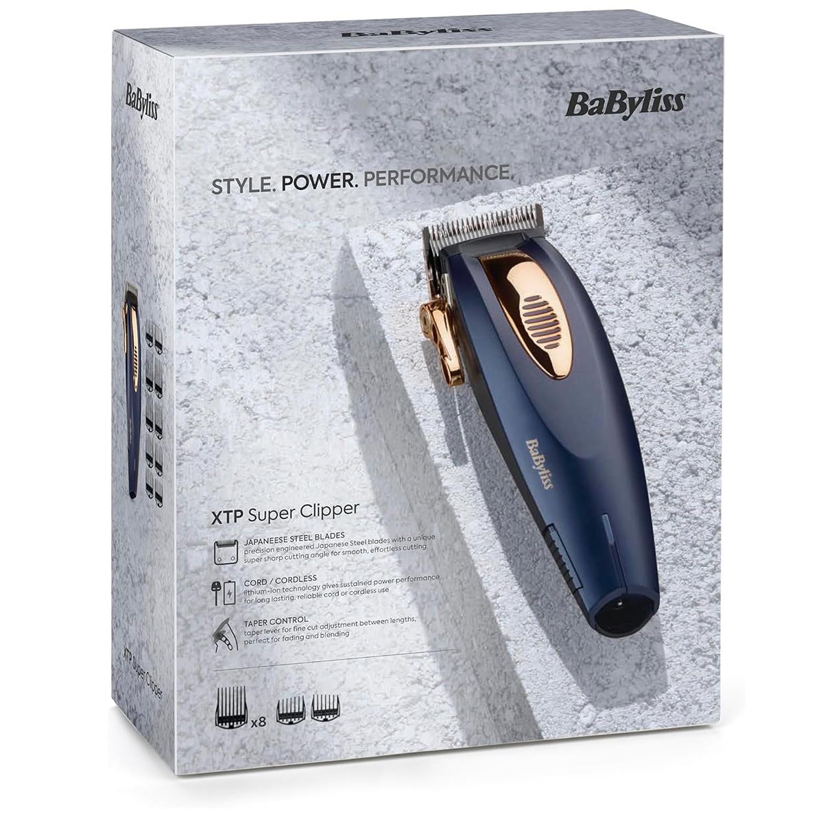 BaByliss Super Clipper XTP Corded/Cordless Japanese Steel Blades 85-Min Runtime Grades 1-8 Blue And Rose Gold - Image 10