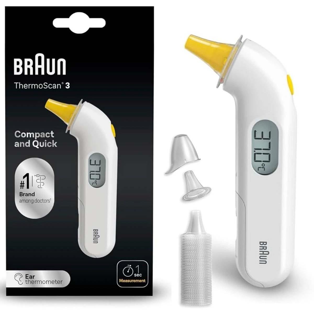 Braun ThermoScan 3 Digital Ear Thermometer For Baby, Child And Adult with 1-Second Reading And Fever Alert