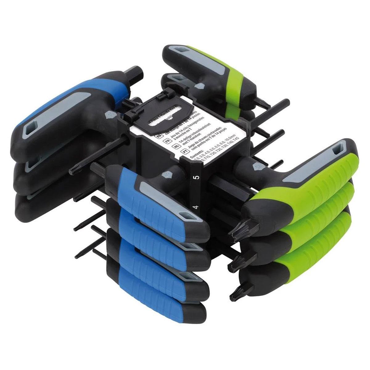 Draper TX-STAR and Metric T-Handle Hex Key Set 14 Piece Chrome Vanadium Steel 2.5-10mm T10-T45 - Image 3