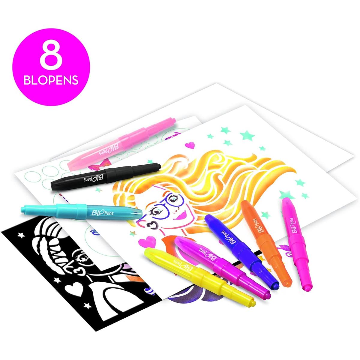 John Adams BLOPENS Barbie Activity Set 8 Airbrush Pens 8 Stencils 4 Customisable Creations Ages 5+ - Image 2
