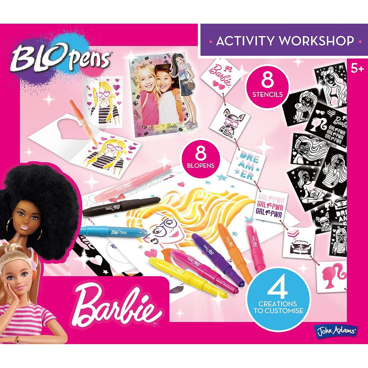 John Adams BLOPENS Barbie Activity Set 8 Airbrush Pens 8 Stencils 4 Customisable Creations Ages 5+ - Image 6